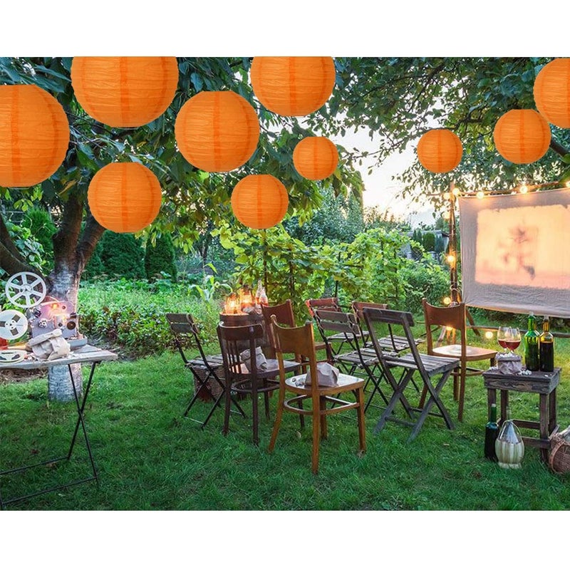 BEISHIDA Orange Round Paper Lanterns Decorative Hanging Asia Chinese Japanese Paper Lanterns Lamp for Birthday Wedding Halloween Baby Bridal Shower Fall Home Decor Party Decorationï¼ˆ10 Packsï¼‰ - Image 4